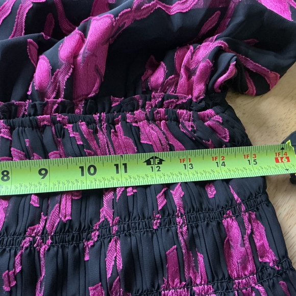 Current Air S Floral Sheer Pleated Smocked Fit N Flare Long Sleeve Dress Holiday - Picture 9 of 12